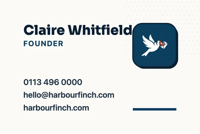 The back of the card, with the name and title