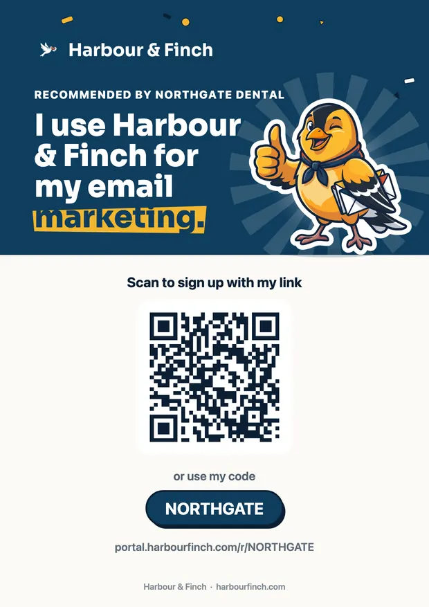 A4 flyer with the referrer’s code, QR and link, drawn in the website’s look